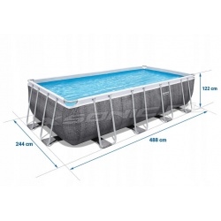 Basen ogrodowy 488 x 244 x 122 cm prostokątny antracyt Bestway 56996 18w1