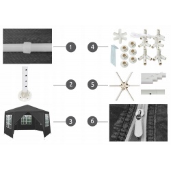 Pawilon ogrodowy namiot altana 6 ścian otwierany na suwak 4 x 4 x 2,6m