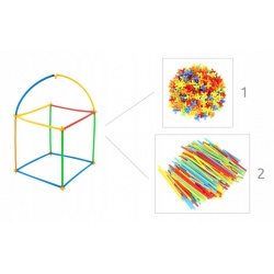 Klocki konstrukcyjne słomki łączniki patyczki zestaw 408 elementów