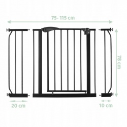 Bramka zabezpieczająca na schody drzwi od 75 - 115 cm Nukido czarna
