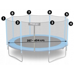 Siatka zewnętrzna 404 cm do trampoliny ogrodowej 13FT 8 słupków NEO