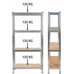 Metalowy regał magazynowy 150 x 75 x 30 cm obciążenie 540 kg 4 półki do garażu