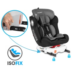 Obrotowy fotelik samochodowy Spinway Pro grupy ECE 0+ / I / II / III system SIP Isofix Top Tether