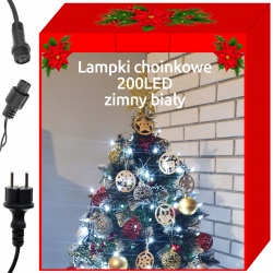 Lampki choinkowe 200 LED białe kolorowe na choinkę zewnętrzne IP44 efekt szronu