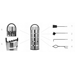 Przybory do kominka stojak akcesoria szczypce pogrzebacz szufelka miotełka