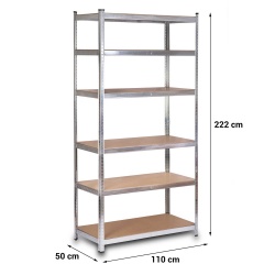 Metalowy regał magazynowy 222 x 110 x 50 cm obciążenie do 900 kg 6 półek