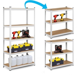 Metalowy regał magazynowy 180 x 90 x 40 cm biały obciążenie do 875 kg 5 półek