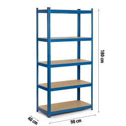 Metalowy regał magazynowy 180 x 90 x 40 cm niebieski obciążenie do 875 kg 5 półek