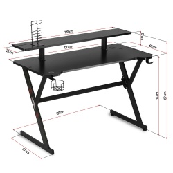 Biurko gamingowe komputerowe dla graczy półka na monitor stojak na pady uchwyt na słuchawki i kubek