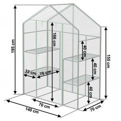 Szklarnia ogrodowa dwa regały 140 x 71 x 195 cm na balkon do uprawy roślin