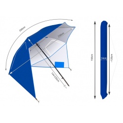 Parasol plażowy leżący 260cm stojący składany parawan XXL niebieski