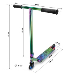 Hulajnoga wyczynowa SOKE PRO street silver neochrome rainbow system kompresji