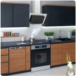 Okap kuchenny kominowy 60 cm Berdsen BT-209 czarny Inox LED oświetlenie