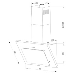 Okap kuchenny kominowy 60 cm Berdsen BT-215 czarny LED oświetlenie