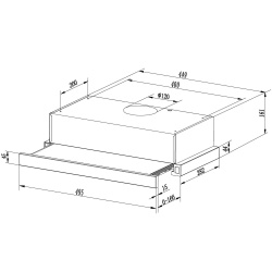 Okap kuchenny teleskopowy podszafkowy 50 cm czarny Berdsen BT-234