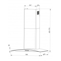 Okap kuchenny kominowy 60cm ścienny z oświetleniem LED BT-202 Inox