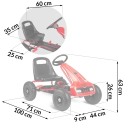 Gokart na pedały dla dzieci duże pompowane koła regulacja siedzenia