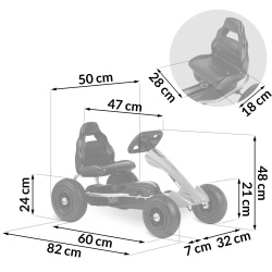 Gokart na pedały dla dzieci pompowane koła regulacja siedzenia czerwony czarny