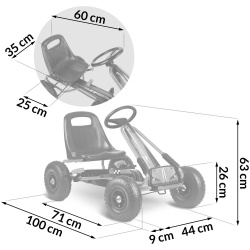 Gokart na pedały dziecięcy pompowane koła regulacja siedzenia 3 kolory RK-594