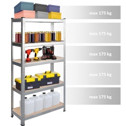 Metalowy regał magazynowy 180 x 100 x 50 cm składany do 875 kg 5 półek