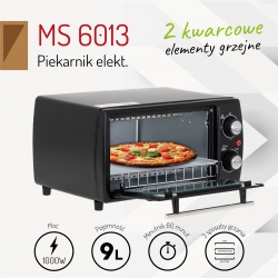 Piekarnik elektryczny Mesko MS 6013 ruszt tacka do pieczenia pojemność 9 L