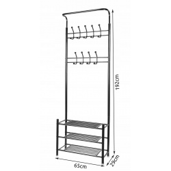 Wieszak na ubrania stojak 3 półki na obuwie do przedpokoju haczyki na kurtki