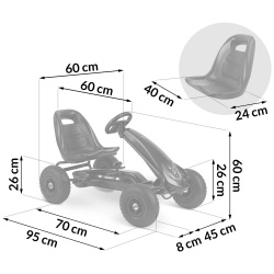 Gokart na pedały dziecięcy pompowane koła regulacja siedzenia 2 kolory do 30kg