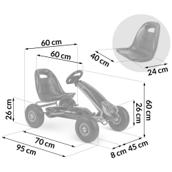 Gokart na pedały dziecięcy pompowane koła regulacja siedzenia 2 kolory do 30kg