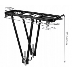 Bagażnik rowerowy tylny aluminiowy uniwersalny 35kg obciążenia czarny