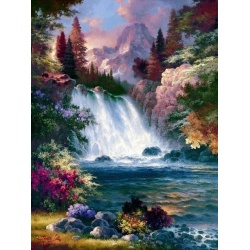 Haft diamentowy mozaika Diamond Painting 40x30 zestaw obraz wodospad