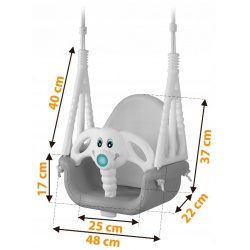 Huśtawka kubełkowa bezpieczna 3w1 dziecięca słonik od 6 miesiąca do 7 lat