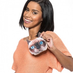 Portmonetka kotek saszetka na drobiazgi portfelik efekt 3D kot z niebieskimi oczami