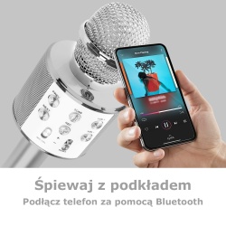 Mikrofon do karaoke bezprzewodowy Bluetooth z wbudowanymi głośnikami MP3