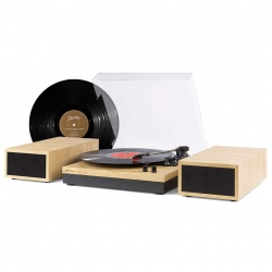 Gramofon z głośnikami RP165 zestaw stereo Bluetooth RCA klocki jasne drewno