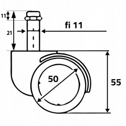 Kółka do fotela biurowego PU gumowe 11mm 5 sztuk kolory