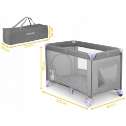 Łóżeczko turystyczne sładane kojec 125x65x78 cm boczne wejście 2 kółka z hamulcem