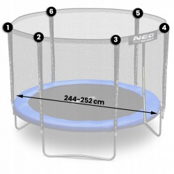 Siatka zewnętrzna 252 cm 8FT do trampoliny ogrodowej 6 słupków NEO