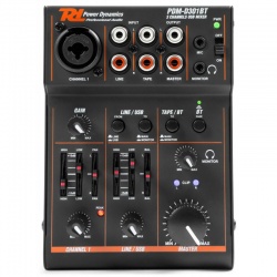 Mikser audio 2-kanałowy USB BT Power Dynamics PDM-D301BT XLR Phantom