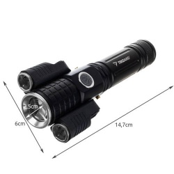 Latarka taktyczna szperacz 2x LED T6 CREE XPE ZOOM akumulator