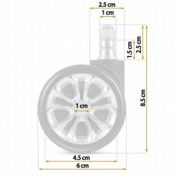 Kółka do foteli biurowych szybkie i designerskie komplet 5 sztuk 60mm