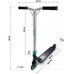 Hulajnoga wyczynowa SOKE PRO srebrno-turkusowa lżejsza ABEC-9