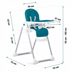 Krzesełko do karmienia składane Nukido Tulo stolik dla dzieci kółka