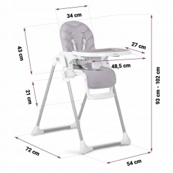 Krzesełko do karmienia składane Nukido Tulo stolik dla dzieci kółka