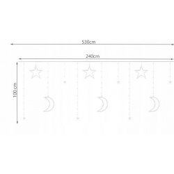 Kurtyna świetlna 138 LED USB gwiazdki księżyce lampki choinkowe