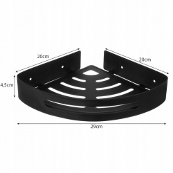 Półka prysznicowa narożna ścienna metalowa czarna 2 haczyki