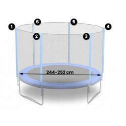 Siatka zewnętrzna 252cm do trampoliny ogrodowej 8ft NEO 6 słupów