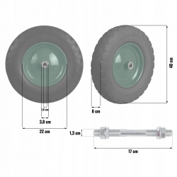 Koło do taczki wózka przyczepki bezdętkowe PU 4.80 - 4.00-8 zielone
