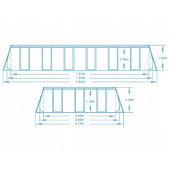 Basen prostokątny stelażowy 732 x 366 x 132 cm Bestway 56475