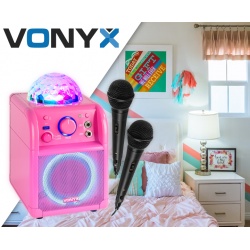 Zestaw karaoke Vonyx SBS55B z 2 mikrofonami, Bluetooth i efektem świetlnym