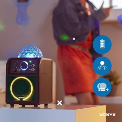 Zestaw karaoke Vonyx SBS55B z 2 mikrofonami, Bluetooth i efektem świetlnym